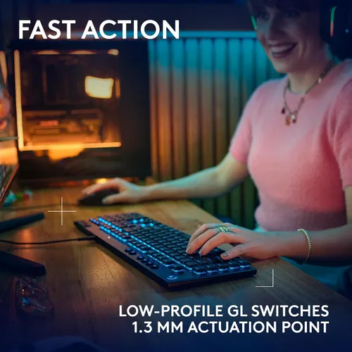Vista 3 de Logitech G Teclado mecánico para juegos 915 X, teclas PBT de doble disparo, teclas totalmente programables, teclados RGB retroiluminados para MacPC