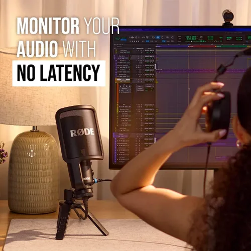 Vista 3 de RØDE NT-USB+ Micrófono condensador USB de grado profesional para grabar audio de calidad de estudio directamente en una computadora o dispositivo