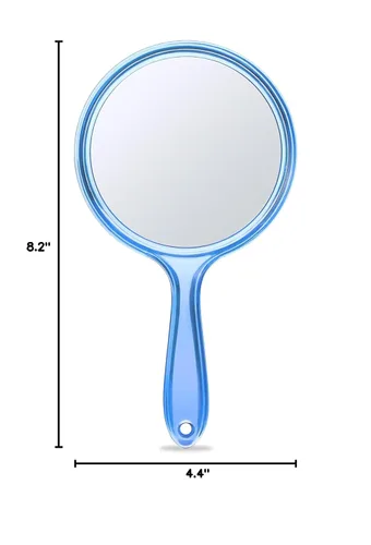 Vista 8 de OMIRO Espejo de mano, espejo de mano de doble cara, espejo de aumento 1X/3X con asa, paquete de 1 (azul transparente) 8.2" L x 4.4" W Handheld