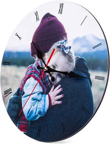 Vista 13 de Reloj personalizado con marcos familiares, decoración de pared, multifoto, grabado con nombre y fecha, relojes digitales inusuales de madera