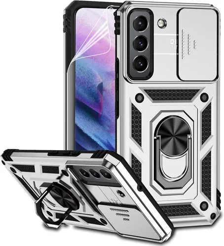 Vista 10 de Funda para Samsung Galaxy S22 con cubierta para lente de cámara, protector de pantalla HD, doble capa de grado militar, probada contra caídas