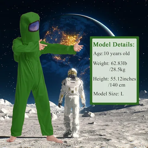 Vista 4 de Disfraz de astronauta A-mong, overoles para niños, para Halloween, cosplay, fiesta de Navidad