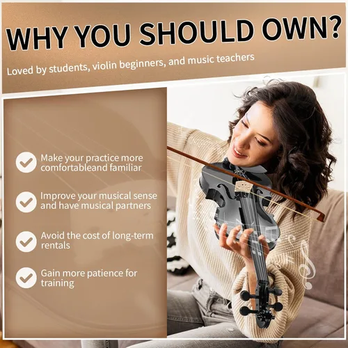 Vista 3 de Ktaxon Violín para principiantes y estudiantes, violines acústicos 4/4, kit de violín tamaño completo con estuche, arco, colofonia, para adultos