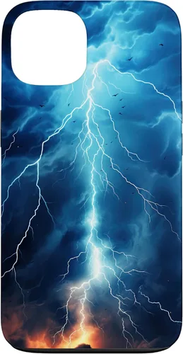 Vista 7 de iPhone 13 Pro Max Cool Blue Lightning Bolt Storm Funda de arte gráfico Wild Nature Sky