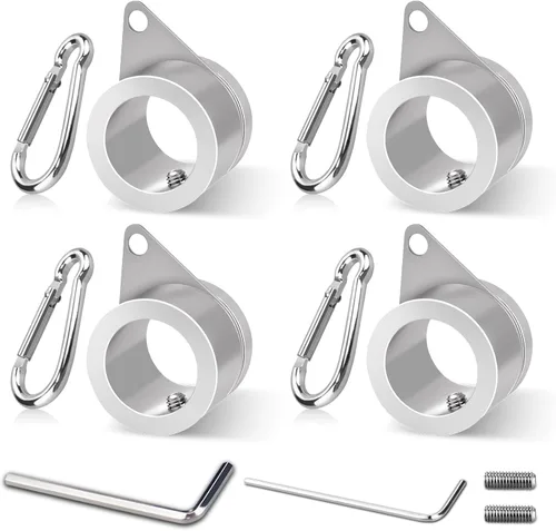 Vista 9 de Paquete de 2 anillos de poste de bandera de aleación de aluminio, anillos de montaje de bandera giratorios de 360 grados, kit de poste de bandera