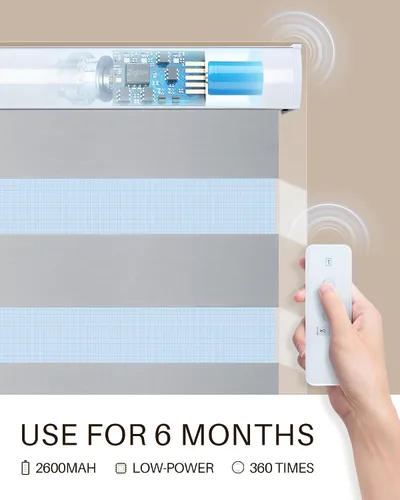 Vista 8 de Persianas motorizadas de cebra para ventanas, persianas inteligentes con control remoto, filtrado de luz, compatibles con Alexa Google Home