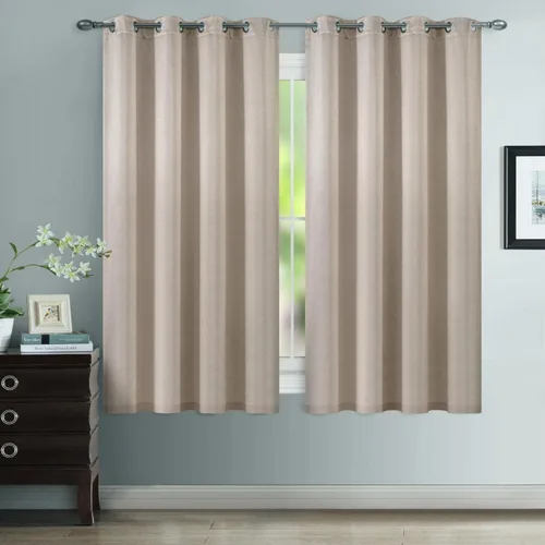 Vista 8 de LUXE WEAVERS Eco Collection - Par de paneles de ventana, color crema, 100% opacas, 63 pulgadas de largo Curtains for Bedrooms, Machine Washable