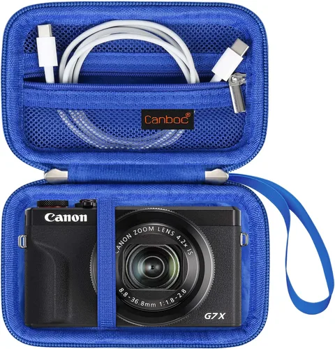 Vista 17 de Canboc Funda rígida para cámara digital Canon PowerShot G7X Mark III Mark II, PowerShot SX740 SX730, bolsa de malla para batería, cable USB, negro