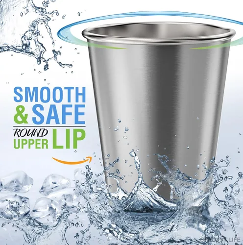 Vista 4 de CHILLOUT LIFE Vasos de acero inoxidable para niños y adultos de 12 onzas – Vasos de metal apilables para el hogar y actividades al aire libre, sin