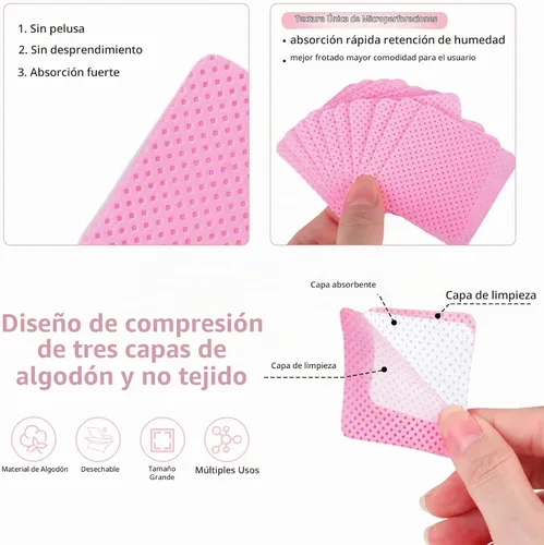 Vista 3 de 200 almohadillas de algodón para uñas, 1 botella dispensadora de bomba extraíble, toallitas de pegamento para pestañas suaves no tejidas Rosa
