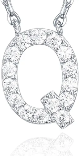 Vista 82 de PAVOI 14K White Gold Plated Cubic Zirconia Initial Necklace Letter Dainty Necklaces for Women