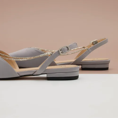 Vista 3 de C.Paravano Zapatos planos de cuero con talón descubierto para mujer Zapatos planos con puntera puntiaguda Sandalias de tacón cómodo Zapatos