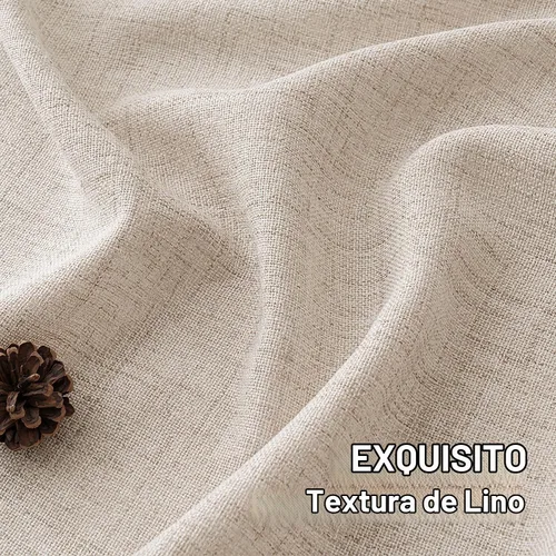 Vista 3 de MIULEE - Cortinas de lino sintético de 96 pulgadas de largo, 2 paneles, cortina semitransparente natural con pestaña trasera, bolsillo para barra