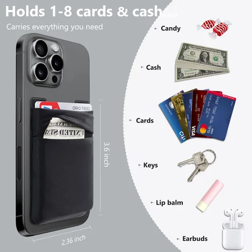 Vista 7 de Hoblaze Funda elástica para tarjetas de crédito, con bolsillo para tarjetas de crédito, funda adhesiva 3M, compatible con teléfonos inteligentes