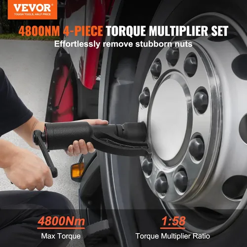 Vista 2 de VEVOR Multiplicador de Par, Juego de Llaves Multiplicadoras de Par de Servicio Pesado, Llave para Tuercas de Rueda con Impulsor de 1 Pulgada