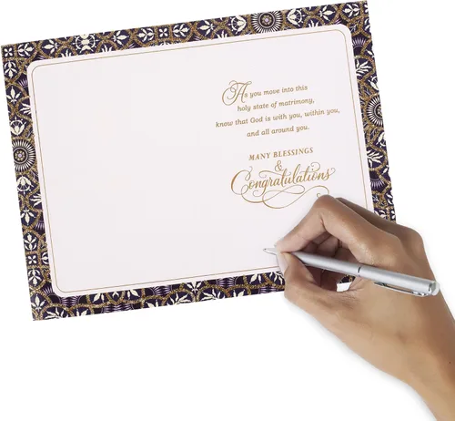 Vista 5 de Hallmark Tarjeta de felicitación de boda religiosa de caoba (escrita en el cielo)