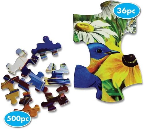 Vista 4 de Springbok Puzzle to Remember - Alzheimer & Demencia Actividad - Rompecabezas de 36 piezas Blue Birds - Hecho en Estados Unidos