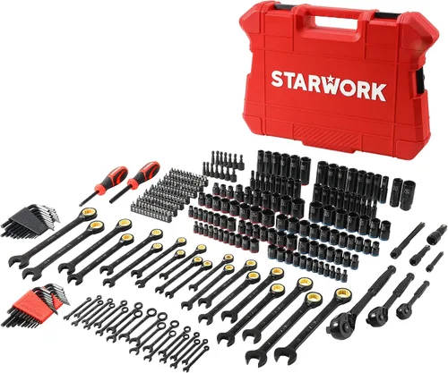 Vista 2 de STARWORK TRUE MECHANIC - Juego de herramientas mecánicas de 303 piezas, llave de trinquete 120T, profesional, SAE/métrica