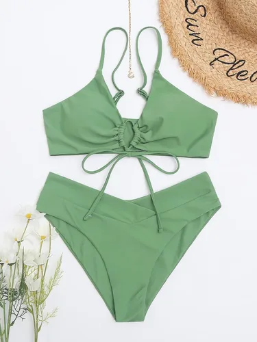 Vista 7 de Meetall Conjunto de bikini triangular de corte alto para mujer, trajes de baño sexy de 2 piezas