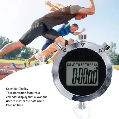 Vista 9 de RiToEasysports Cronómetro cronómetro, cronómetro digital de mano de 0.01 segundos con calendario de alarma para correr, fútbol, fitness