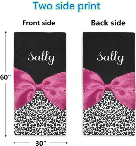 Vista 3 de XOZOTY Toalla de playa personalizada con estampado de leopardo rosa oscuro con nombre para niños, mujeres y hombres, toalla de baño para viajes