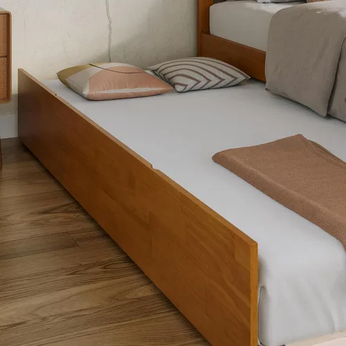 Vista 8 de AFI Madison Cama de Plataforma de Madera Maciza Matrimonial con Piecero y Cama Nido Matrimonial en Toffee Claro