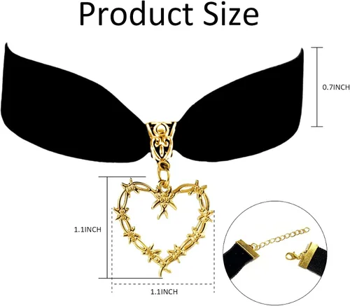 Vista 7 de Karol Bichota - Gargantilla de corazón Karol Merch, collar de corazón de Karol, corazón gótico dorado, accesorios KG para mujeres, collar Bichota