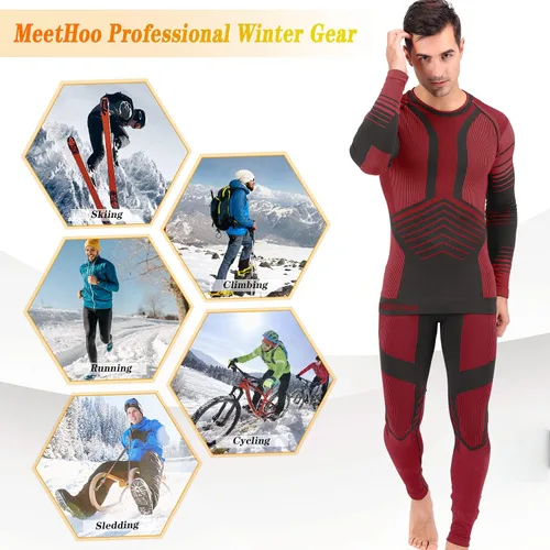 Vista 7 de MeetHoo Conjunto de ropa interior térmica para hombre, ropa de invierno para hombre, capa base de capa base larga