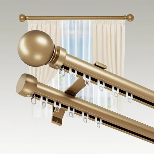 Vista 8 de Barras de cortina dobles para ventanas, rieles de cortina delgados resistentes con soportes de aleación de aluminio, poste de cortina moderno