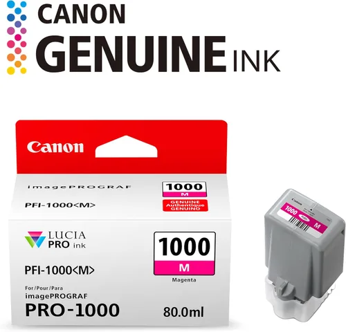 Vista 2 de Canon PFI-1000 Depósito de tinta magenta original, compatible con impresoras ImagePROGRAF PRO-1000