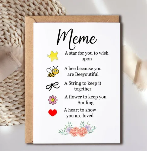 Vista 2 de Meme Card - Meme I Love You Gift - Token I Love Gift - Regalo de agradecimiento - Regalo del día de la madre para meme - Regalo para meme - Regalo
