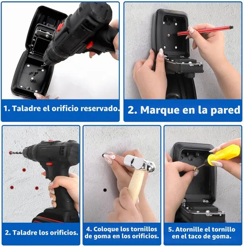 Vista 8 de Cididu Caja de bloqueo de llave para exterior, caja de seguridad impermeable con combinación de botón de 12 dígitos y grillete extraíble, llaves