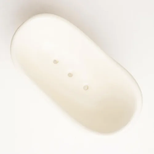 Vista 5 de 5.6" Jabonera de cerámica mini para bañera con decoración de garras para baño (Crème)