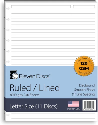 Vista 25 de Eleven Discs Papel Discbound, Hojas de Cuadrícula de Puntos Tamaño Junior - Repuestos Premium de 120gsm Peso Pesado para Cuaderno y Planificador - 8