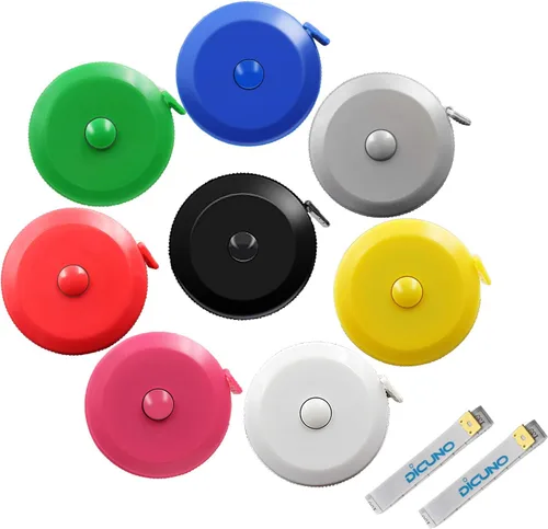 Vista 21 de DiCUNO Cinta métrica suave y retráctil de 60 pulgadas, 4.9 ft, tela de costura, tela para manualidades (paquete de 10 colores)