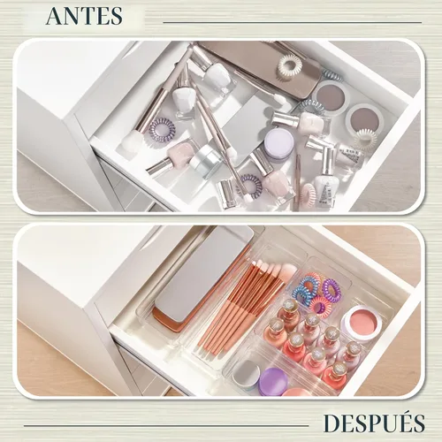 Vista 6 de Organizadores de plástico transparente para maquillaje, conjunto de 6