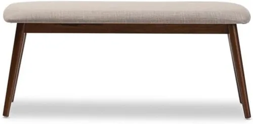 Vista 4 de Baxton Studio Flora Mid-Century - Banco de comedor moderno de madera con acabado marrón claro y roble