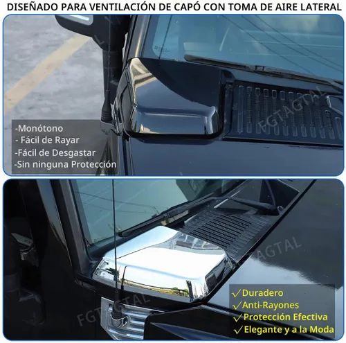 Vista 2 de Cubierta de ventilación lateral para campana de entrada de aire compatible Plata brillante