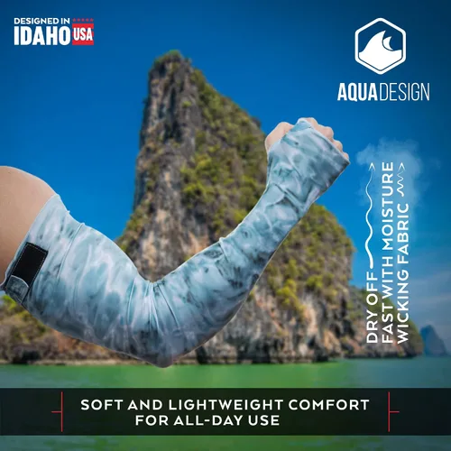 Vista 3 de Aqua Design Arm Sun Sleeves para hombres Protección UV Antebrazo Compresión Cubiertas