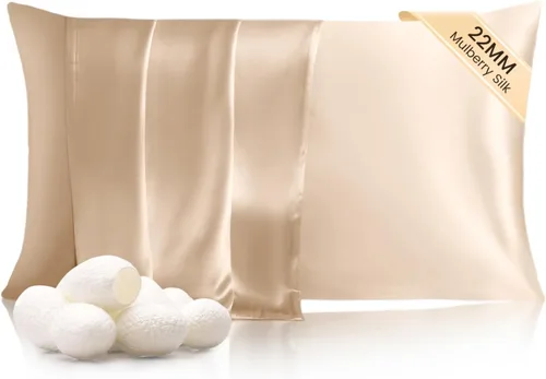 Vista 18 de THXSILK Funda de almohada de seda de 22 momme de seda de morera pura con cremallera oculta, funda de almohada suave y transpirable para cabello