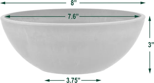 Vista 4 de PSW Pot Collection M20C - Maceta baja de plástico compuesto de piedra/madera de 8 pulgadas, sin orificio de drenaje (perforable), maceta