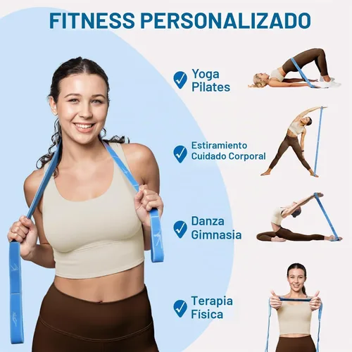 Vista 3 de Slim Panda Correa elástica, flexibilidad, bandas elásticas de baile, correa elástica de yoga con 9 bucles para terapia física, pilates, yoga
