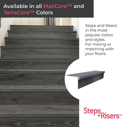 Vista 4 de Lucida Surfaces Combo de peldaños y contrahuellas de vinilo de lujo Cubierta de peldaños para escaleras con aspecto de madera y contrahuellas