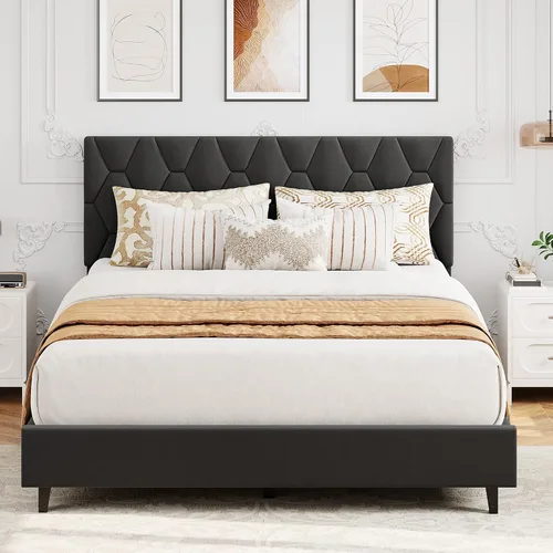 Vista 12 de GAOMON Base de cama de plataforma de tamaño individual con cabecera