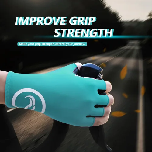 Vista 3 de Guantes de ciclismo para hombres y mujeres, guantes de ciclismo sin dedos, antideslizantes, 0.197 in, acolchados, absorben los golpes, transpirables