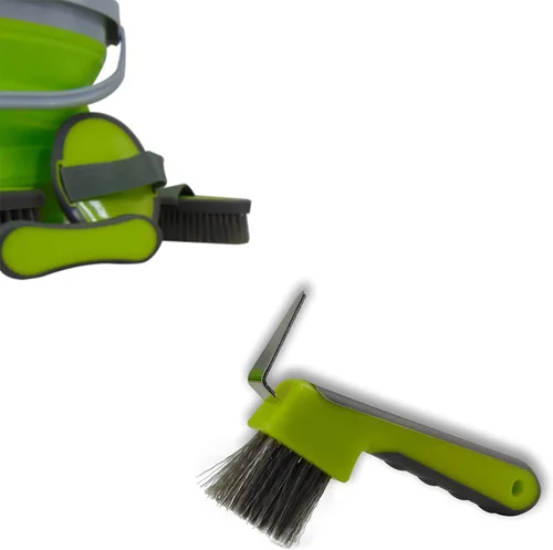 Vista 4 de Southwestern Equine - Kit de aseo plegable de 10 litros y 5 herramientas de aseo - Verde lima