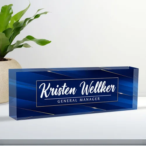 Vista 12 de Placa de identificación acrílica personalizada para escritorio, personalizar decoración de oficina B-Glass