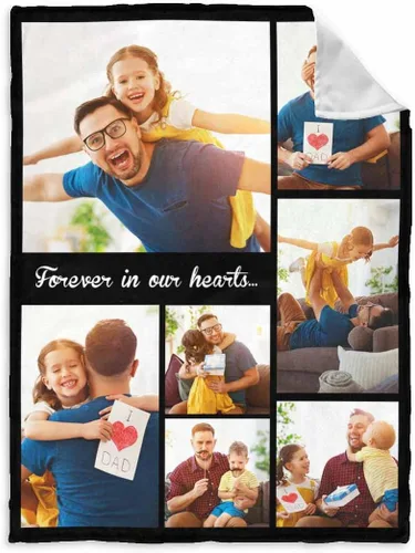 Vista 40 de InterestPrint Manta personalizada para papá de parte de hija e hijo, manta de cama personalizada con el texto "Best Dad Ever" con Love You Daddy, 7