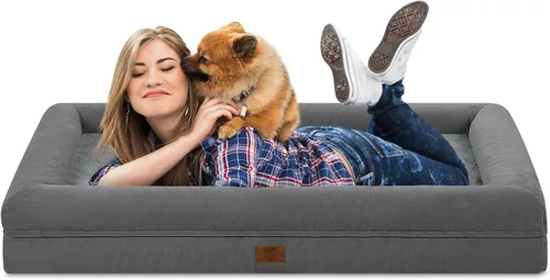Vista 22 de Cama ortopédica grande para perros, cama impermeable para perros con funda extraíble, sofá suave para mascotas con 4 lados extraíbles y base