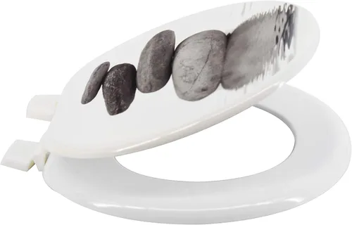 Vista 3 de Uniware Asientos de inodoro estándar de diseño único de 17 pulgadas con parachoques hermético frontal redondo (3 plumas)